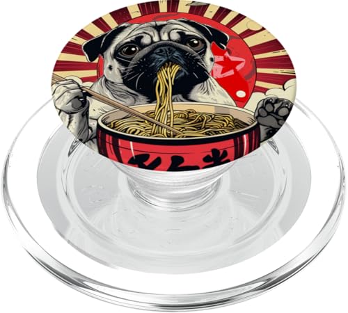 Mops isst Nudelsuppe, Japan, Ramen PopSockets PopGrip für MagSafe von Japan und Ramen