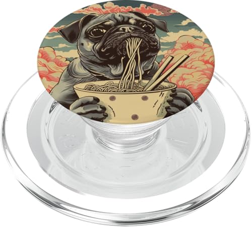 Mops isst Nudelsuppe, Japan, Ramen PopSockets PopGrip für MagSafe von Japan und Ramen