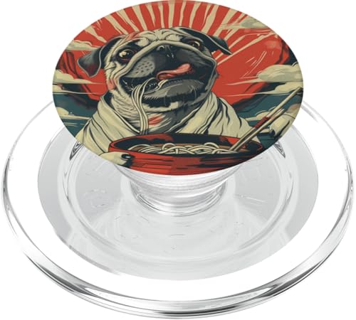 Mops isst Nudelsuppe, Japan, Ramen PopSockets PopGrip für MagSafe von Japan und Ramen