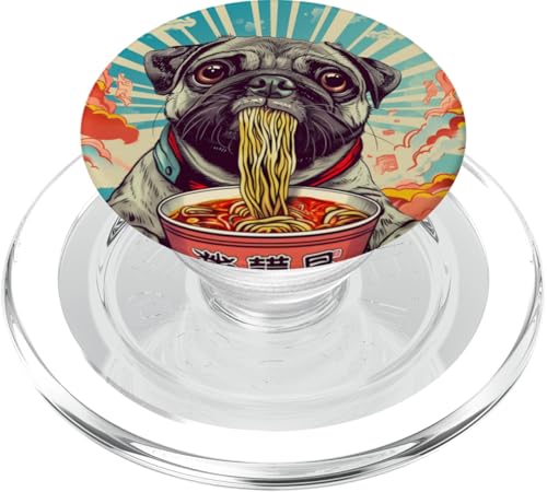 Mops isst Nudelsuppe, Japan, Ramen PopSockets PopGrip für MagSafe von Japan und Ramen