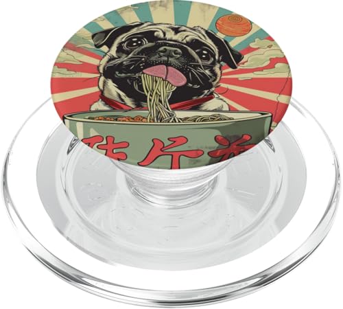 Mops isst Nudelsuppe, Japan, Ramen PopSockets PopGrip für MagSafe von Japan und Ramen
