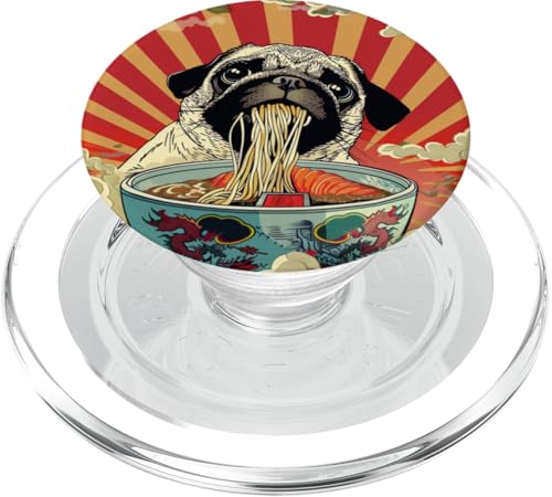Mops isst Nudelsuppe, Japan, Ramen PopSockets PopGrip für MagSafe von Japan und Ramen