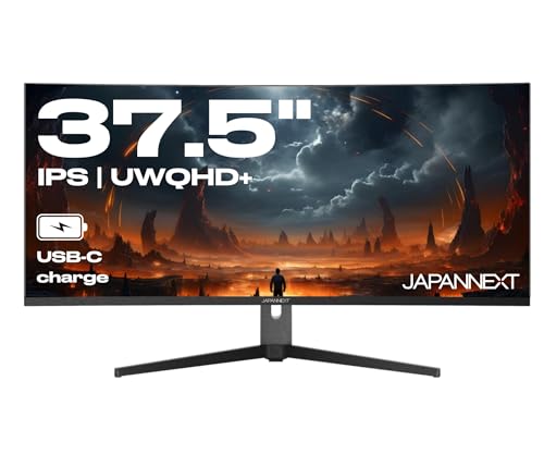 JAPANNEXT Curved PC-Monitor | 37,5 Zoll | UWQHD+ | HDR | IPS-Panel | Power Delivery über USB-C | Blaulichtfilter | G-Sync/FreeSync | KVM-Technologie von JapanNext