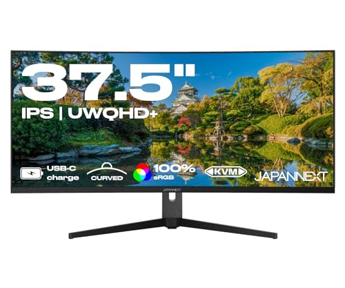 JAPANNEXT Curved PC-Monitor | 37,5 Zoll | UWQHD+ | HDR | IPS-Panel | Power Delivery über USB-C | KVM | G-Sync/FreeSync von JapanNext