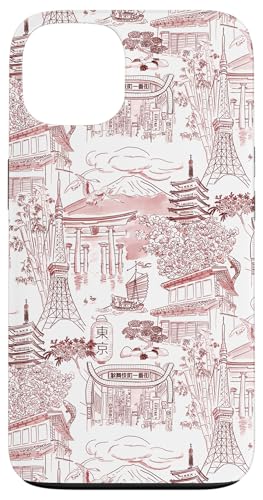Adrett Kastanienbraun Rot Tokyo Chinoiserie Toile Tempel Sakura Fuji Hülle für iPhone 13 Adrett Kastanienbraun Rot Tokyo Chinoiserie Toile Tempel Sakura Fuji Hülle für iPhone 13 von Japanese Aesthetic Toile Patterns