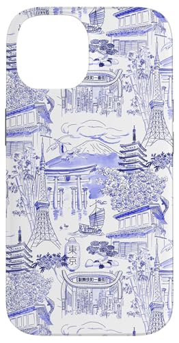 Adrette Blue Tokyo Chinoiserie Toile Temple Sakura Fuji Hülle für iPhone 14 Adrette Blue Tokyo Chinoiserie Toile Temple Sakura Fuji Hülle für iPhone 14 von Japanese Aesthetic Toile Patterns