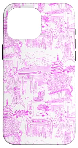 Adrette Hot Pink Tokyo Chinoiserie Toile Temple Sakura Fuji Hülle für iPhone 16 Pro Max Adrette Hot Pink Tokyo Chinoiserie Toile Temple Sakura Fuji Hülle für iPhone 16 Pro Max von Japanese Aesthetic Toile Patterns