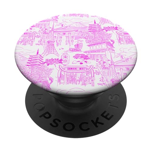 Adrette Hot Pink Tokyo Chinoiserie Toile Temple Sakura Fuji PopSockets Klebender PopGrip Adrette Hot Pink Tokyo Chinoiserie Toile Temple Sakura Fuji PopSockets Klebender PopGrip von Japanese Aesthetic Toile Patterns