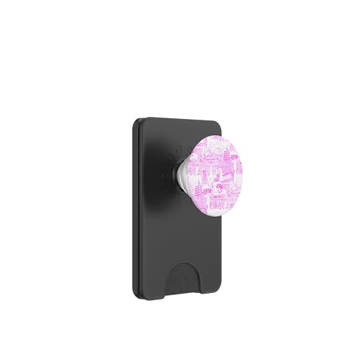 Adrette Hot Pink Tokyo Chinoiserie Toile Temple Sakura Fuji PopSockets PopWallet für MagSafe von Japanese Aesthetic Toile Patterns