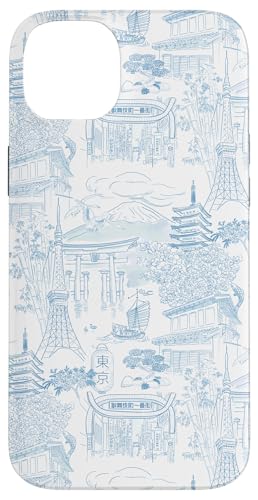 Adrette Kornblumenblau Tokyo Chinoiserie Toile Sakura Fuji Hülle für iPhone 14 Plus Adrette Kornblumenblau Tokyo Chinoiserie Toile Sakura Fuji Hülle für iPhone 14 Plus von Japanese Aesthetic Toile Patterns