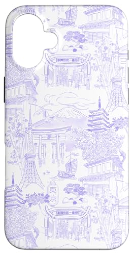 Adrette Lilac Tokyo Chinoiserie Toile Temple Sakura Fuji Hülle für iPhone 16 Plus Adrette Lilac Tokyo Chinoiserie Toile Temple Sakura Fuji Hülle für iPhone 16 Plus von Japanese Aesthetic Toile Patterns