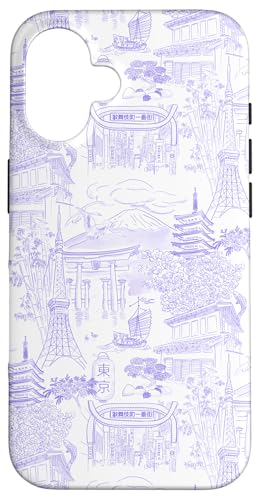Adrette Lilac Tokyo Chinoiserie Toile Temple Sakura Fuji Hülle für iPhone 16 Adrette Lilac Tokyo Chinoiserie Toile Temple Sakura Fuji Hülle für iPhone 16 von Japanese Aesthetic Toile Patterns