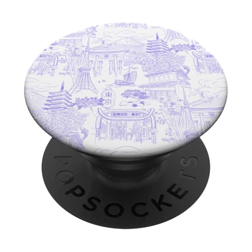 Adrette Lilac Tokyo Chinoiserie Toile Temple Sakura Fuji PopSockets Klebender PopGrip Adrette Lilac Tokyo Chinoiserie Toile Temple Sakura Fuji PopSockets Klebender PopGrip von Japanese Aesthetic Toile Patterns