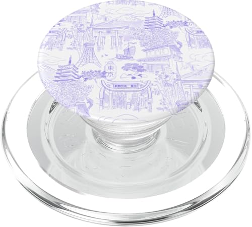 Adrette Lilac Tokyo Chinoiserie Toile Temple Sakura Fuji PopSockets PopGrip für MagSafe von Japanese Aesthetic Toile Patterns