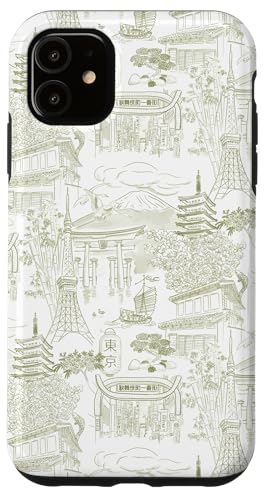 Adrette Olivgrün Tokyo Chinoiserie Toile Sakura Fuji Hülle für iPhone 11 Adrette Olivgrün Tokyo Chinoiserie Toile Sakura Fuji Hülle für iPhone 11 von Japanese Aesthetic Toile Patterns
