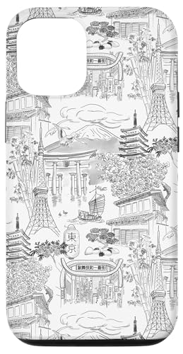 Adrette Schwarz & Weiß Tokyo Chinoiserie Toile Sakura Fuji Hülle für iPhone 12/12 Pro Adrette Schwarz & Weiß Tokyo Chinoiserie Toile Sakura Fuji Hülle für iPhone 12/12 Pro von Japanese Aesthetic Toile Patterns