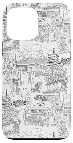 Adrette Schwarz & Weiß Tokyo Chinoiserie Toile Sakura Fuji Hülle für iPhone 13 Pro Max Adrette Schwarz & Weiß Tokyo Chinoiserie Toile Sakura Fuji Hülle für iPhone 13 Pro Max von Japanese Aesthetic Toile Patterns