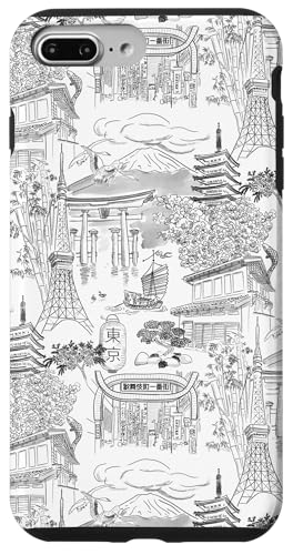 Adrette Schwarz & Weiß Tokyo Chinoiserie Toile Sakura Fuji Hülle für iPhone 7 Plus/8 Plus Adrette Schwarz & Weiß Tokyo Chinoiserie Toile Sakura Fuji Hülle für iPhone 7 Plus/8 Plus von Japanese Aesthetic Toile Patterns