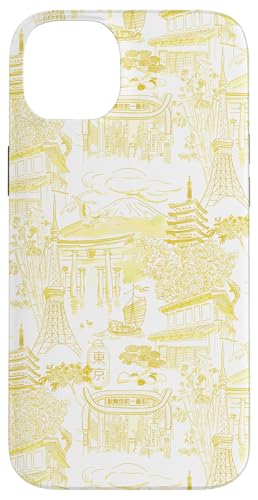 Adrette gelbe Tokyo Chinoiserie Toile Tempel Sakura Fuji Hülle für iPhone 14 Plus Adrette gelbe Tokyo Chinoiserie Toile Tempel Sakura Fuji Hülle für iPhone 14 Plus von Japanese Aesthetic Toile Patterns