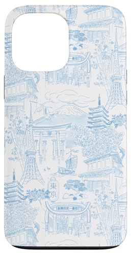 Adrette hellblaue Tokyo Chinoiserie Toile Tempel Sakura Fuji Hülle für iPhone 13 Pro Max Adrette hellblaue Tokyo Chinoiserie Toile Tempel Sakura Fuji Hülle für iPhone 13 Pro Max von Japanese Aesthetic Toile Patterns