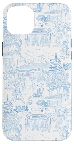 Adrette hellblaue Tokyo Chinoiserie Toile Tempel Sakura Fuji Hülle für iPhone 14 Plus Adrette hellblaue Tokyo Chinoiserie Toile Tempel Sakura Fuji Hülle für iPhone 14 Plus von Japanese Aesthetic Toile Patterns