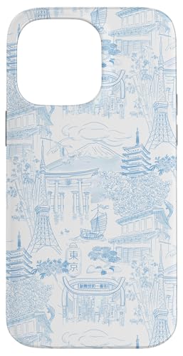 Adrette hellblaue Tokyo Chinoiserie Toile Tempel Sakura Fuji Hülle für iPhone 14 Pro Max Adrette hellblaue Tokyo Chinoiserie Toile Tempel Sakura Fuji Hülle für iPhone 14 Pro Max von Japanese Aesthetic Toile Patterns