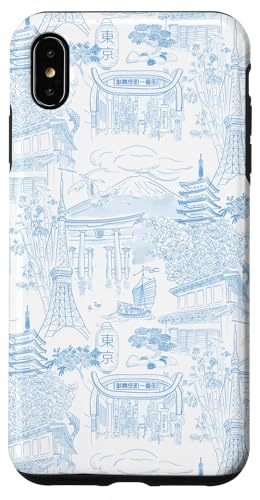Adrette hellblaue Tokyo Chinoiserie Toile Tempel Sakura Fuji Hülle für iPhone XS Max Adrette hellblaue Tokyo Chinoiserie Toile Tempel Sakura Fuji Hülle für iPhone XS Max von Japanese Aesthetic Toile Patterns