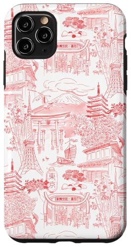 Adrette rote Tokyo Chinoiserie Toile Tempel Sakura Fuji Hülle für iPhone 11 Pro Max Adrette rote Tokyo Chinoiserie Toile Tempel Sakura Fuji Hülle für iPhone 11 Pro Max von Japanese Aesthetic Toile Patterns