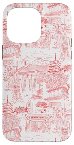 Adrette rote Tokyo Chinoiserie Toile Tempel Sakura Fuji Hülle für iPhone 14 Pro Max Adrette rote Tokyo Chinoiserie Toile Tempel Sakura Fuji Hülle für iPhone 14 Pro Max von Japanese Aesthetic Toile Patterns