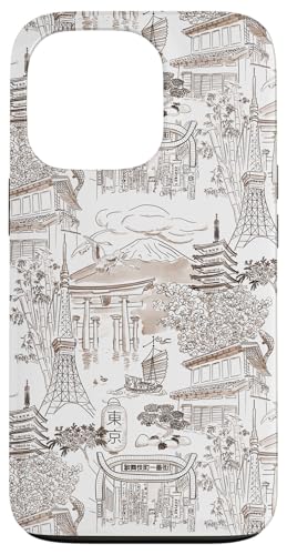 Preppy Brown Tokyo Chinoiserie Toile Temple Sakura Fuji Hülle für iPhone 13 Pro Preppy Brown Tokyo Chinoiserie Toile Temple Sakura Fuji Hülle für iPhone 13 Pro von Japanese Aesthetic Toile Patterns