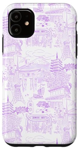 Preppy Chinoiserie Toile Temple Sakura Fuji aus Tokio, malvenfarben Hülle für iPhone 11 Preppy Chinoiserie Toile Temple Sakura Fuji aus Tokio, malvenfarben Hülle für iPhone 11 von Japanese Aesthetic Toile Patterns