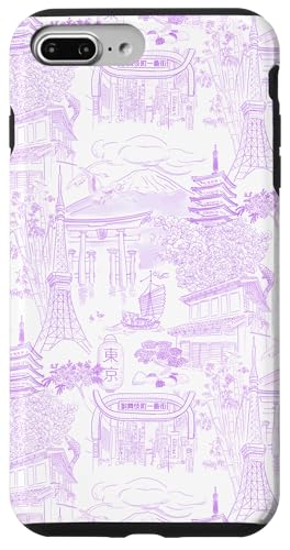 Preppy Chinoiserie Toile Temple Sakura Fuji aus Tokio, malvenfarben Hülle für iPhone 7 Plus/8 Plus von Japanese Aesthetic Toile Patterns