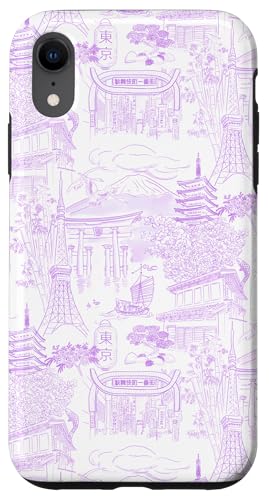 Preppy Chinoiserie Toile Temple Sakura Fuji aus Tokio, malvenfarben Hülle für iPhone XR Preppy Chinoiserie Toile Temple Sakura Fuji aus Tokio, malvenfarben Hülle für iPhone XR von Japanese Aesthetic Toile Patterns