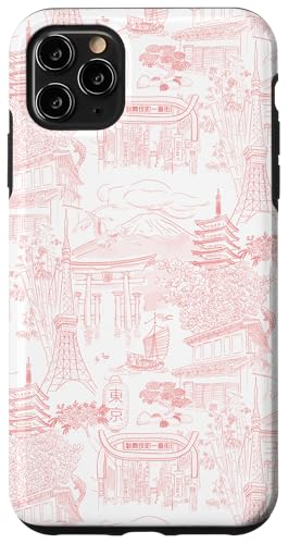 Preppy Coral Tokyo Chinoiserie Toile Temple Sakura Fuji Hülle für iPhone 11 Pro Max Preppy Coral Tokyo Chinoiserie Toile Temple Sakura Fuji Hülle für iPhone 11 Pro Max von Japanese Aesthetic Toile Patterns