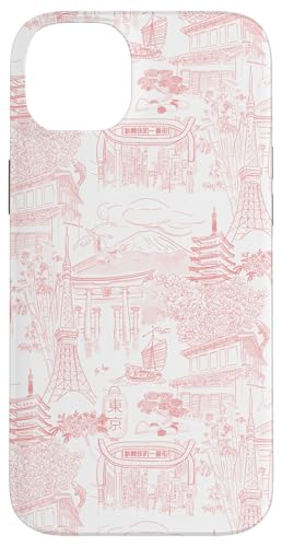 Preppy Coral Tokyo Chinoiserie Toile Temple Sakura Fuji Hülle für iPhone 14 Plus Preppy Coral Tokyo Chinoiserie Toile Temple Sakura Fuji Hülle für iPhone 14 Plus von Japanese Aesthetic Toile Patterns