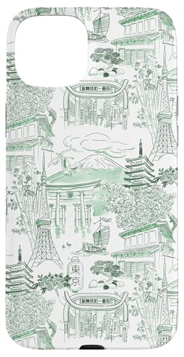 Preppy Forest Green Tokyo Chinoiserie Toile Sakura Fuji Hülle für iPhone 15 Plus Preppy Forest Green Tokyo Chinoiserie Toile Sakura Fuji Hülle für iPhone 15 Plus von Japanese Aesthetic Toile Patterns