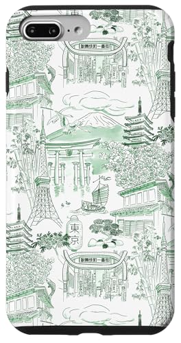 Preppy Forest Green Tokyo Chinoiserie Toile Sakura Fuji Hülle für iPhone 7 Plus/8 Plus Preppy Forest Green Tokyo Chinoiserie Toile Sakura Fuji Hülle für iPhone 7 Plus/8 Plus von Japanese Aesthetic Toile Patterns