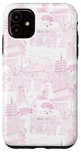 Preppy Pink Tokyo Chinoiserie Toile Temple, Sakura, Fuji Hülle für iPhone 11 Preppy Pink Tokyo Chinoiserie Toile Temple, Sakura, Fuji Hülle für iPhone 11 von Japanese Aesthetic Toile Patterns
