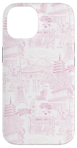 Preppy Pink Tokyo Chinoiserie Toile Temple, Sakura, Fuji Hülle für iPhone 14 Preppy Pink Tokyo Chinoiserie Toile Temple, Sakura, Fuji Hülle für iPhone 14 von Japanese Aesthetic Toile Patterns