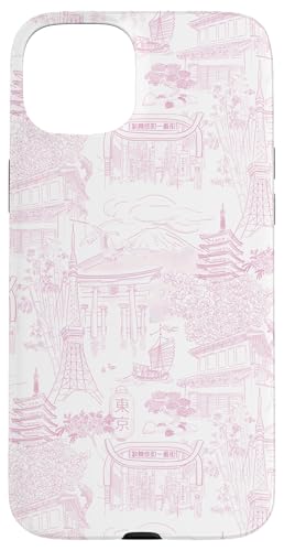 Preppy Pink Tokyo Chinoiserie Toile Temple, Sakura, Fuji Hülle für iPhone 15 Plus Preppy Pink Tokyo Chinoiserie Toile Temple, Sakura, Fuji Hülle für iPhone 15 Plus von Japanese Aesthetic Toile Patterns