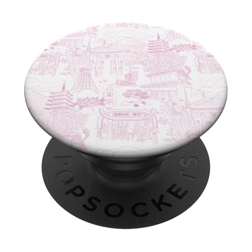 Preppy Pink Tokyo Chinoiserie Toile Temple, Sakura, Fuji PopSockets Klebender PopGrip Preppy Pink Tokyo Chinoiserie Toile Temple, Sakura, Fuji PopSockets Klebender PopGrip von Japanese Aesthetic Toile Patterns