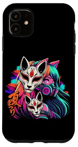 Anime Manga Cyberpunk Ästhetische Techwear Harajuku Kitsune Hülle für iPhone 11 von Japanese Culture Mythology Lover Anime Girl Otaku