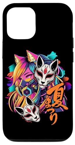 Anime Manga Cyberpunk Ästhetische Techwear Harajuku Kitsune Hülle für iPhone 12/12 Pro von Japanese Culture Mythology Lover Anime Girl Otaku