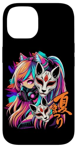 Anime Manga Cyberpunk Ästhetische Techwear Harajuku Kitsune Hülle für iPhone 14 von Japanese Culture Mythology Lover Anime Girl Otaku