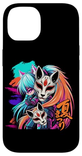 Anime Manga Cyberpunk Ästhetische Techwear Harajuku Kitsune Hülle für iPhone 14 von Japanese Culture Mythology Lover Anime Girl Otaku