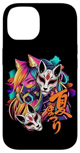 Anime Manga Cyberpunk Ästhetische Techwear Harajuku Kitsune Hülle für iPhone 14 von Japanese Culture Mythology Lover Anime Girl Otaku