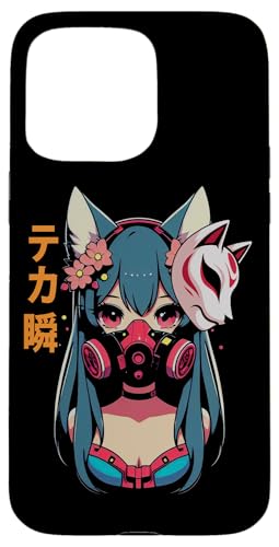 Anime Manga Cyberpunk Ästhetische Techwear Harajuku Kitsune Hülle für iPhone 15 Pro Max von Japanese Culture Mythology Lover Anime Girl Otaku