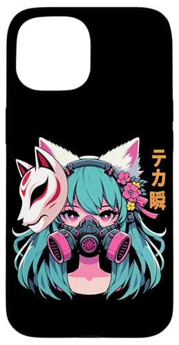 Anime Manga Cyberpunk Ästhetische Techwear Harajuku Kitsune Hülle für iPhone 15 von Japanese Culture Mythology Lover Anime Girl Otaku