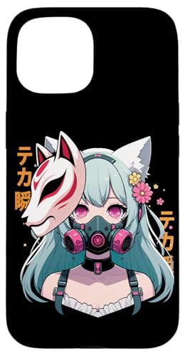 Anime Manga Cyberpunk Ästhetische Techwear Harajuku Kitsune Hülle für iPhone 15 von Japanese Culture Mythology Lover Anime Girl Otaku