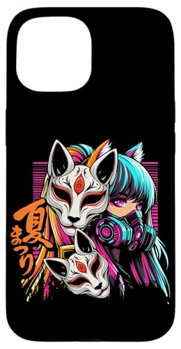 Anime Manga Cyberpunk Ästhetische Techwear Harajuku Kitsune Hülle für iPhone 15 von Japanese Culture Mythology Lover Anime Girl Otaku